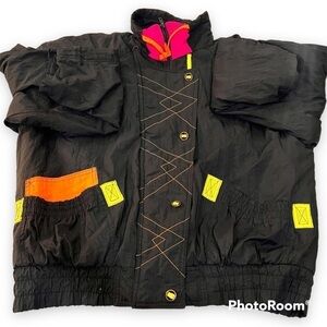 Aprés Sport Nylon Neon Puffer Windbreaker Jacket
